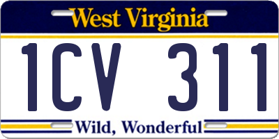 WV license plate 1CV311
