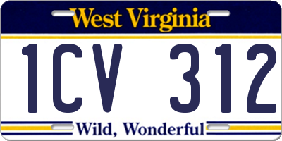 WV license plate 1CV312