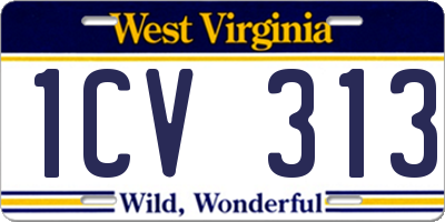 WV license plate 1CV313