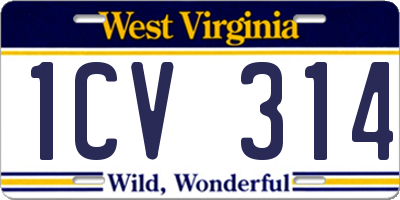 WV license plate 1CV314