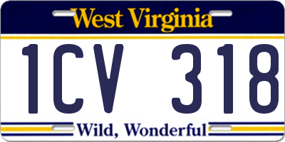 WV license plate 1CV318