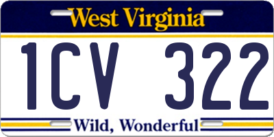 WV license plate 1CV322