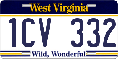 WV license plate 1CV332