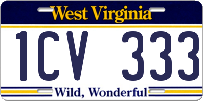 WV license plate 1CV333