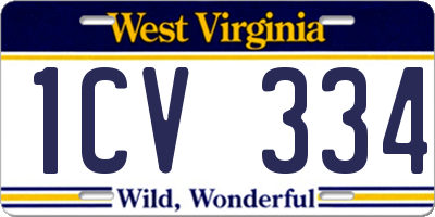 WV license plate 1CV334