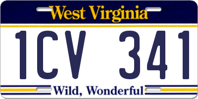 WV license plate 1CV341
