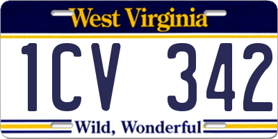 WV license plate 1CV342