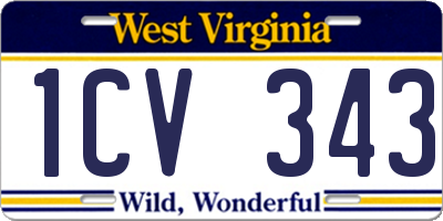 WV license plate 1CV343