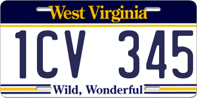 WV license plate 1CV345
