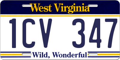 WV license plate 1CV347