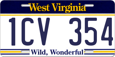 WV license plate 1CV354