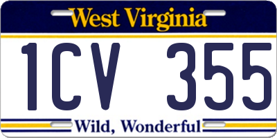 WV license plate 1CV355