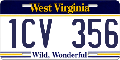 WV license plate 1CV356