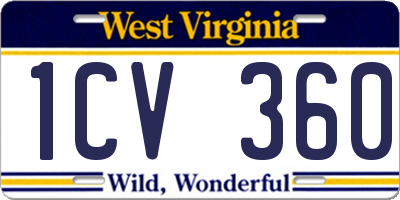 WV license plate 1CV360