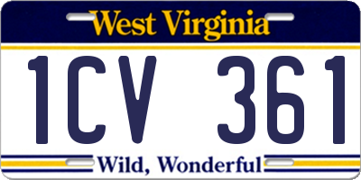 WV license plate 1CV361