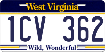 WV license plate 1CV362