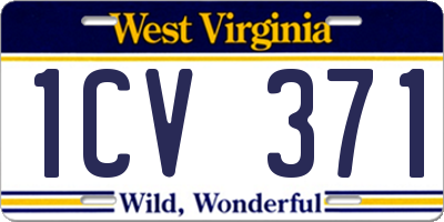 WV license plate 1CV371