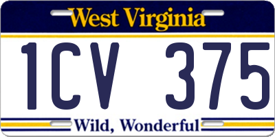 WV license plate 1CV375