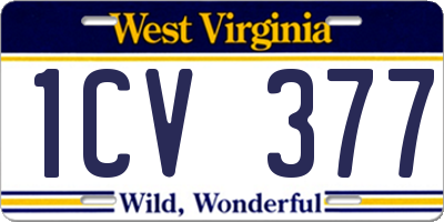 WV license plate 1CV377