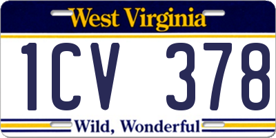 WV license plate 1CV378