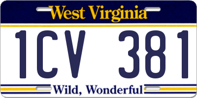 WV license plate 1CV381