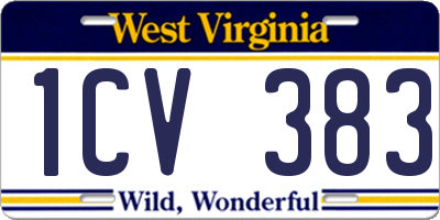 WV license plate 1CV383