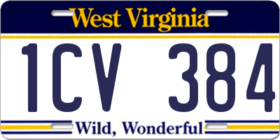 WV license plate 1CV384