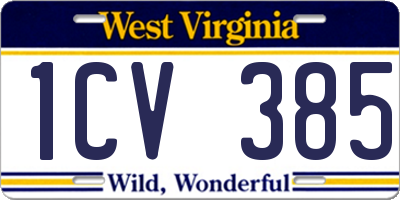 WV license plate 1CV385