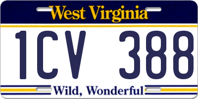 WV license plate 1CV388