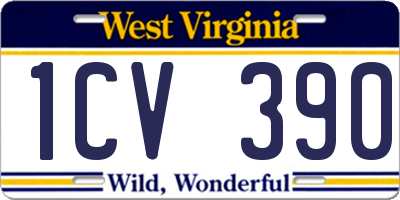 WV license plate 1CV390