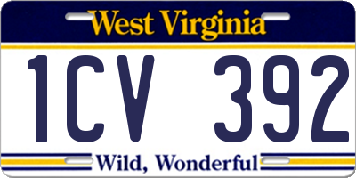 WV license plate 1CV392