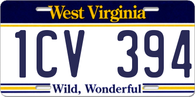 WV license plate 1CV394