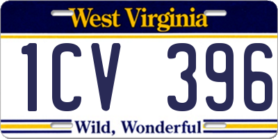 WV license plate 1CV396