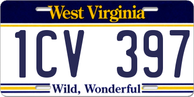 WV license plate 1CV397