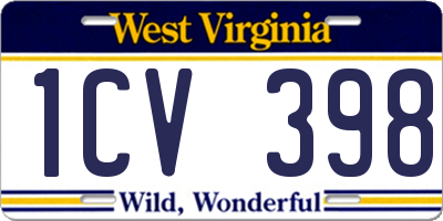 WV license plate 1CV398