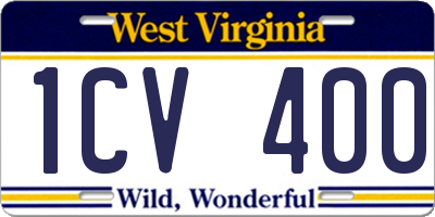 WV license plate 1CV400