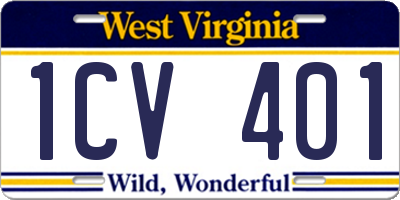 WV license plate 1CV401