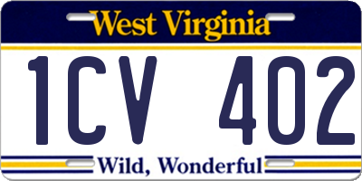 WV license plate 1CV402