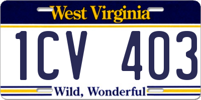 WV license plate 1CV403