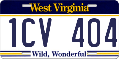 WV license plate 1CV404