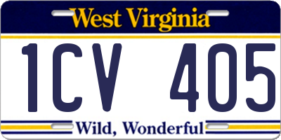 WV license plate 1CV405