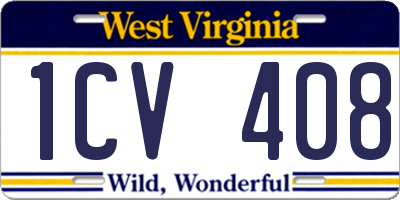 WV license plate 1CV408