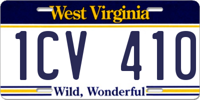WV license plate 1CV410
