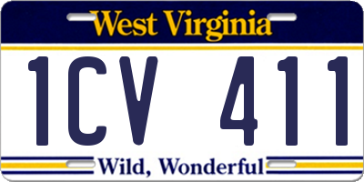 WV license plate 1CV411