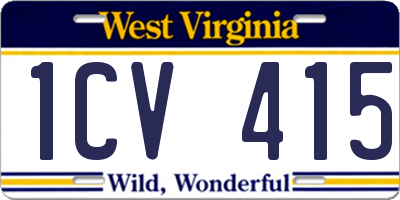 WV license plate 1CV415