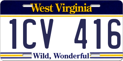 WV license plate 1CV416