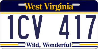 WV license plate 1CV417