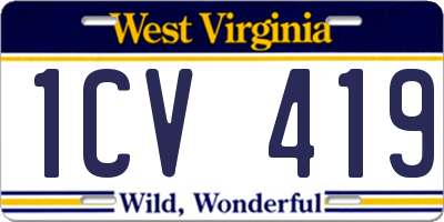 WV license plate 1CV419