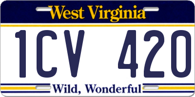 WV license plate 1CV420