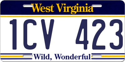 WV license plate 1CV423
